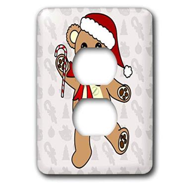 Imagem de 3dRose Lsp_15386_6 Urso de pelúcia marrom dançante fofo com chapéu de Papai Noel saída