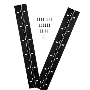 Imagem de Dobradiças contínuas e de piano de aço inoxidável preto de 30 cm de comprimento, 5 cm de largura aberta, 0,1 cm de espessura, dobradiça de piano de aço inoxidável para móveis de madeira, caixas de