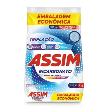 Imagem de Lava Roupas em Pó Assim Bicarbonato Embalagem Econômica 4kg