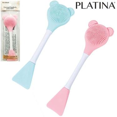 Imagem de Escova espatula para limpeza facial / rosto de silicone platina 15,7x4