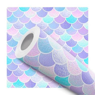 Imagem de Papel de Parede Vinílico Autoadesivo Lavável Escamas de Peixe Lilás Ro