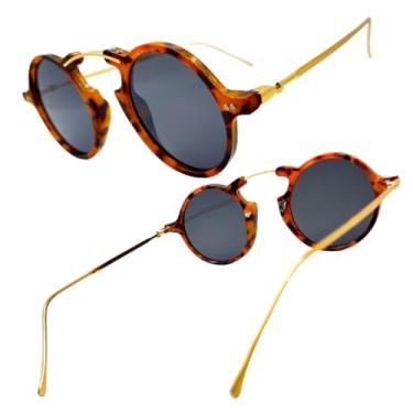 Imagem de Óculos de Sol Redondo Contemporâneo Casual Unissex Joachim Heat Moda Europa, Proteção UV400 (Golden Leopard - Cor 6)