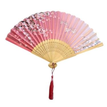 Imagem de Leque De Mão Japonês Bambu Madeira Tecido(Caramelo Sakura)