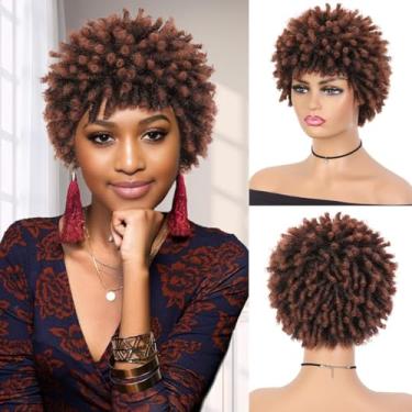 Imagem de Nuxovin Perucas de cabelo humano encaracolado explosivo feminino africano amarelo gengibre textura fofa natural estilo dreadlock trançado com tampa respirável resistente ao calor design sem emaranhado