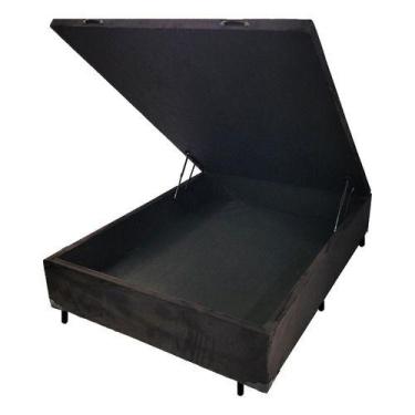 Imagem de Baú Para Colchao De Viúva 1,28 X 1,88 Blindada Cor Preto Suede - So1cl