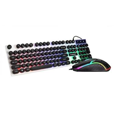 Imagem de Kit Teclado Semimecânico Mouse Gamer Usb Com Fio Luz Led - lehmox