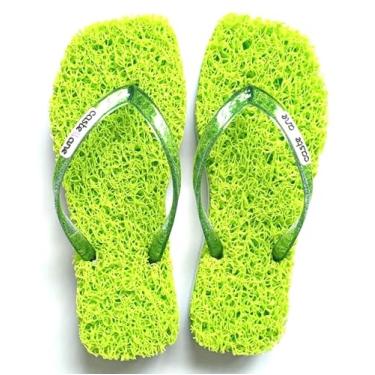 Imagem de Chinelo Casual Square Castellane indicado para quem sofre com Fascite Plantar, Esporão de Calcâneo, Neuroma de Morton e Hiporidrose Plantar, Massageador para seus pés ele é Leve, Durável e elegante, além da Sensação de estar pisando em um Tapete, conforto a cada passo. (Verde Limão, 39/40, BR, Adult