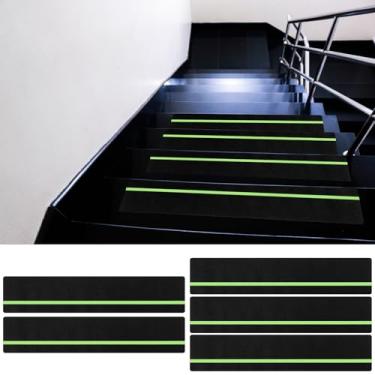 Imagem de DJAPWPX Fita antiderrapante tiras de escada antiderrapantes resistentes ao desgaste antiderrapante piso de escada que brilha no escuro fita antiderrapante ambiental antiderrapante tiras de escada para