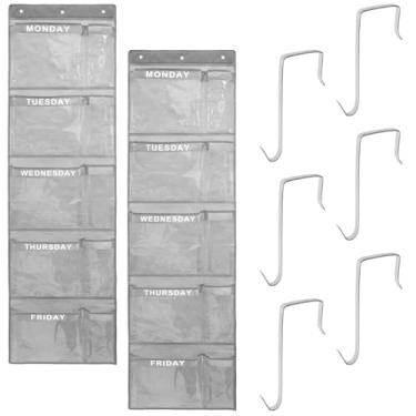 Imagem de UKQRRTC Organizador semanal de roupas organizador de armário pendurado sobre a porta organizador de armazenamento de grande capacidade organizador de porta para armário e quarto (pacote com 2)