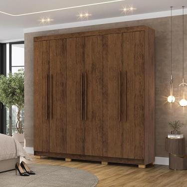 Imagem de Guarda Roupa Casal Doral 218cm 6 Portas de Bater 2 Gavetas Nogueira G98 - Gran Belo