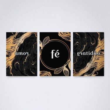 Imagem de Quadro Decorativo Amor Fé e Gratidão V4 30x20cm