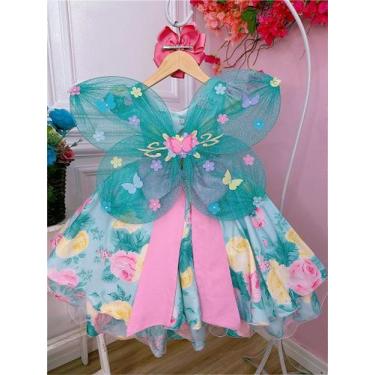 Imagem de Asa Borboleta Verde Jardim Encantado Fada Super Luxo - Acessório de Fa