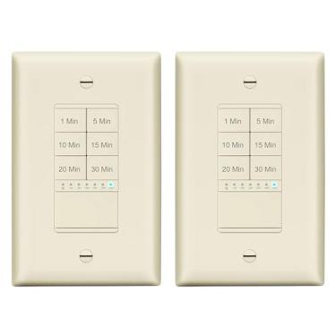 Imagem de LIDER Interruptor de temporizador de contagem regressiva de 30 minutos com placa de parede, 1-5-10-15-20-30 minutos, para iluminação ou ventiladores, indicador de LED, 1200W, fio neutro necessário