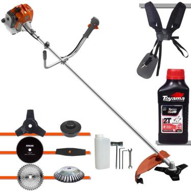 Imagem de Roçadeira À Gasolina Tekna RL520ACG2 52cc Com Carretel, Faca 2 Pontas, Faca 3 Pontas, Faca 40 Dentes, Faca 80 Dentes + Escova de Aço + ÓLEO TOYAMA