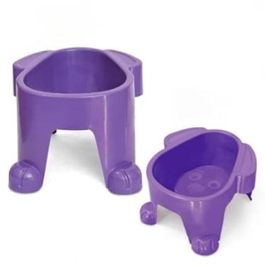 Imagem de Comedouro Bebedouro Elevado para Cães – Pequeno 300ml e Grande 1000ml, Postura Correta e Conforto(Roxo,Par 1000 ML)