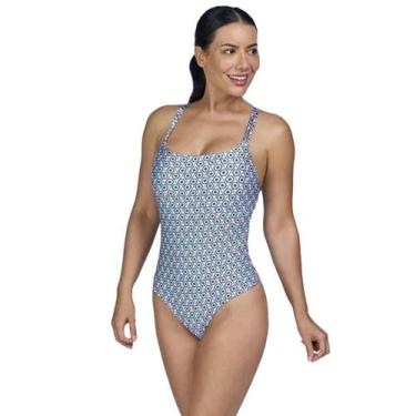 Imagem de Maiô New Beach Roletes Entrelaçados Feminino, Azul, Branco, Rosa, M