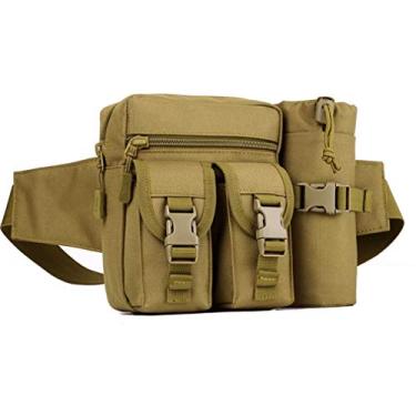 Imagem de Pochete portátil de nylon para homens e mulheres, viagens ao ar livre, esportes táticos, acampamento, caminhadas, caça, pesca, cinto, mochila para o dia, nº 04 cáqui, One Size, Esportivo, casual