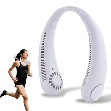 Imagem de pescoço portátil,Ventilador portátil sem projeto lâm | Ventilador pessoal recarregável USB 1200 mAh, pescoço suspenso sem folhas