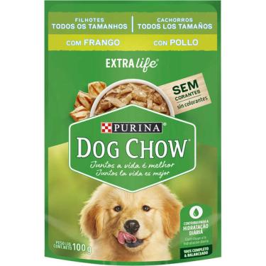 Imagem de Ração Úmida Nestlé Purina Dog Chow Sachê Franguinho ao Molho para Cães Filhotes - 100 g