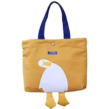 Imagem de Lindo Pato Lona Hombro Tote Top Almacenamiento Mango Bolsa Monedero Para Amantes De Los Patos Bolsa Tote De Pato para Escuela, Gimnasio, Playa, Fin de semana, Viajes, Reutilizable Grocery Shopping (yellow)