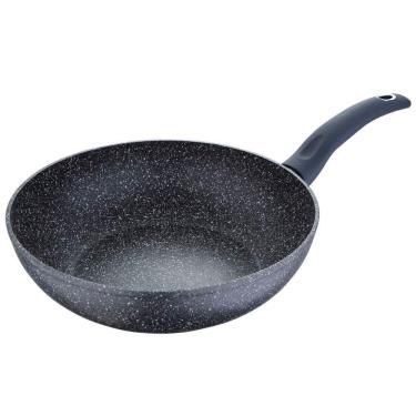 Imagem de Frigideira Wok Bergner Orion em Alumínio Forjado com Revestimento em Marble e Fundo de Indução 28 cm – Cinza