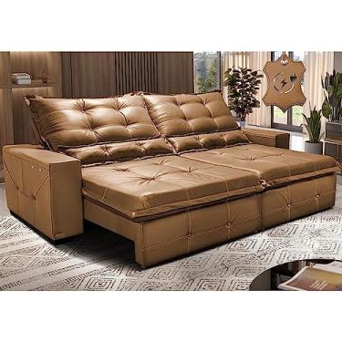 Imagem de Sofá de Couro Elétrico Retrátil 3,15m Cama Inbox Gran Torosoftgeld40 Mel