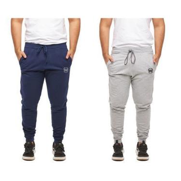 Imagem de Kit 02 Calças Masculina de Moletom Jogger Slim Sport Wooks-Masculino