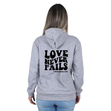 Imagem de Moletom Feminino Blusa de Frio Canguru Love Never Fails-Feminino