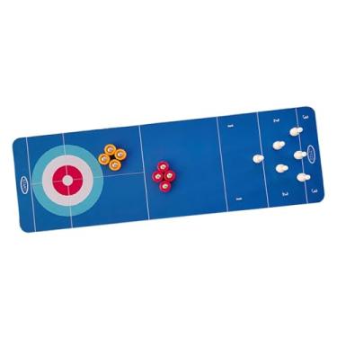 Imagem de Dynwave Conjunto de jogos de tabuleiro 3 em 1, mini jogo de mesa com 10 rolos com tapete de jogo, jogo de boliche para adultos ao ar livre