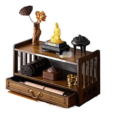 Imagem de Nicho de altar budista chinês, armário, mesa, uso doméstico, assento de Buda elevado, base do Bodhisattva, plataforma de tributo, deus da riqueza, deus da riqueza, oferecendo incenso mesa de meditação altar (Col