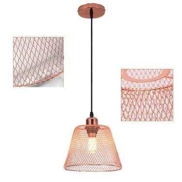 Imagem de Lustre Abajur Cupula Pendente Metal Aramado Ambiente Casa Decoraçao Quarto