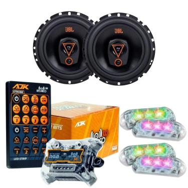 Imagem de Kit 2 Alto Falantes Triaxiais JBL 6TRMS80 160 Watts Rms + Kit 4 Strobo AJK 6W Ritimico 3.0