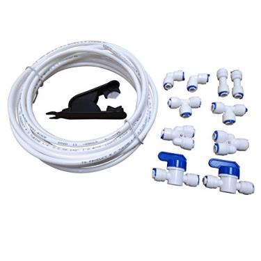 Imagem de GREDIA Purificadores de água de conexão rápida de 1/10.2 cm para sistema de osmose reversa de água RO (válvula de esfera + tipo L + Y + I + T) + cortador de mangueira de tubo de PVC + tubo de