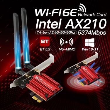 Imagem de 5374mbps wifi 6e intel ax210 bluetooth 5.3 tri banda 2.4g/5g/6ghz ax210ngw 802.11ax pcie adaptador