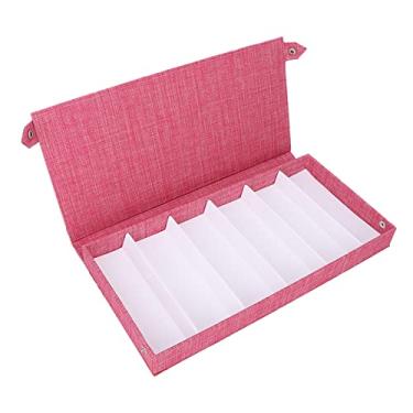Imagem de Organizador de caixa de armazenamento de óculos múltiplos de 6 slots, estojo de armazenamento de óculos de sol, fechamento de botão de pano para evitar arranhões, caixa de exibição de óculos, armazena