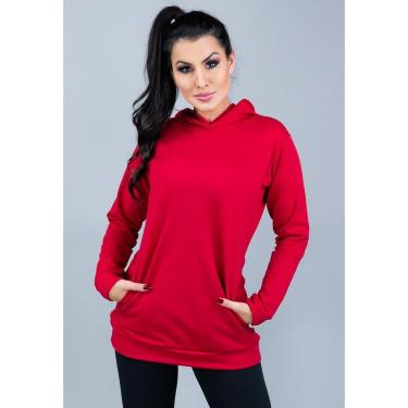 Imagem de Casaco MVB Modas Manga Longa Feminino Moletom Flanelado Capuz-Feminino