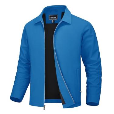 Imagem de MAGNIVIT Jaqueta masculina com zíper frontal leve, leve, casual, resistente à água, jaqueta esportiva de golfe e caminhada, Azul, verde, G
