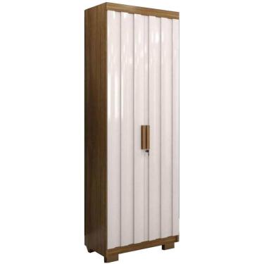 Imagem de Armário Multiuso Florida 2 Portas com Chave e 5 Prateleiras Minas Plac Cor Cinamomo Off White