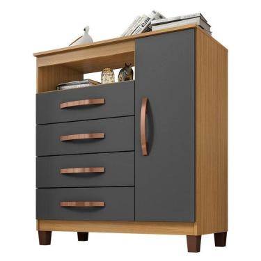 Imagem de Cômoda Sapateira Cannes Carvalho Americano Grafite - Incorplac