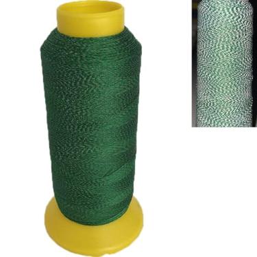 Imagem de Linha de bordado refletiva, linha de máquina de bordar de 9 cores, 1300 m (1421 anos), linha de bordado de poliéster para bordado, acolchoado e costura (verde 1300 m/1421 anos)