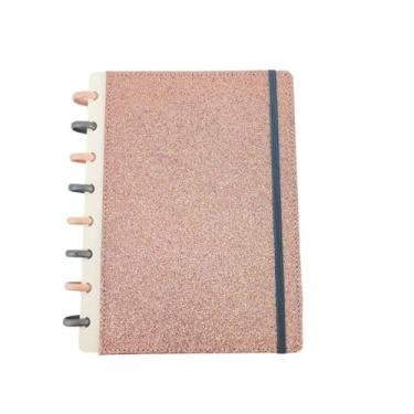 Imagem de Caderno de Disco 10 matérias Sistema Inteligente com divisórias Glamour Brilho - Rose Grace (PEQUENO - A5)