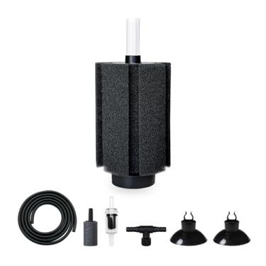 Imagem de DVHEY Filtro de esponja grande para aquário de 80 a 90 litros com pedra de ar e mídia biocerâmica, filtro de esponja silencioso para fritar, betta, camarão aquário aquário