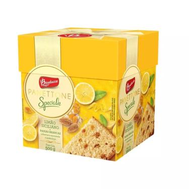 Imagem de Panettone com Limão Siciliano e Passas Brancas Cobertura Açucarada e Amêndoas Bauducco 500g