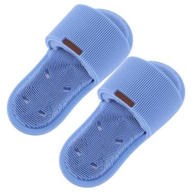 Imagem de Chinelos para Esfregar Os Pés, Chinelos para Esfregar Os Pés Com Ventosa, 1 par de Limpeza de Pés para Chuveiro (Azul)