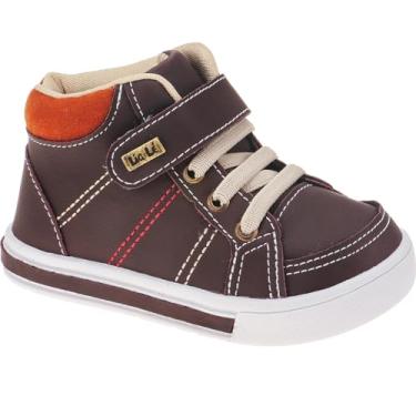 Imagem de Genérico, Tênis Infantil Menino Cano Alto Moda Casual Cor:Marrom;Tamanho:23