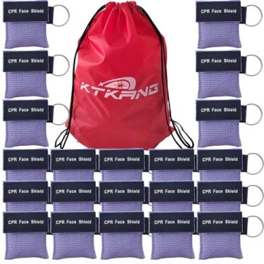 Imagem de KTKANG 100 CPR Face Shield Mask with Purple Keychain Pouch for AED CPR Training Course