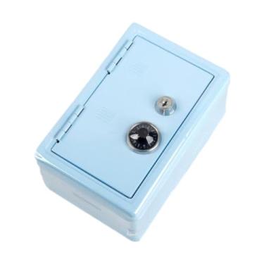 Imagem de Deevoka Cofrinho de ferro, caixa de economia de dinheiro com fenda para mesa, centro de mesa, caixa de dinheiro, cofre, banco de moedas para centro de mesa, Azul