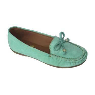 Imagem de Sapatilha Mocassim Feminino Costurado À Mão Moda Pé 2, 35, Verdeagua