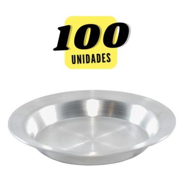 Imagem de Jogo com 100 Pratos Escolar Merenda em Alumínio Reforçado N 22 - Globa