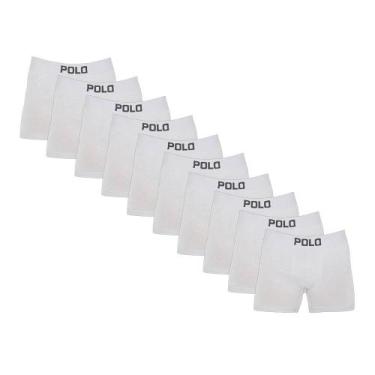 Imagem de Kit 10 Cuecas Boxer Cotton Polo 781 Algodão Sortido - POLO STAR, Branc
